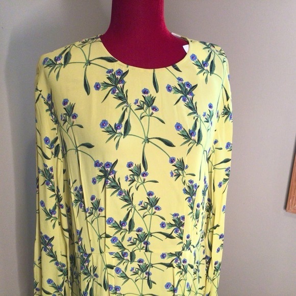NWT H&M Yellow Floral Dress sz 12 - Picture 2 of 6